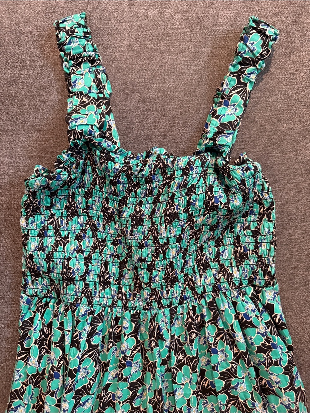 GAP Green and Black Floral Smocked Sundress - Picture 3 of 7